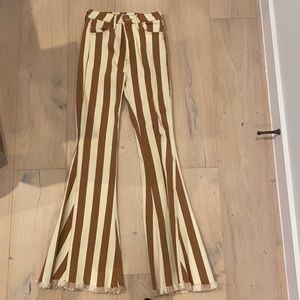 Show Me Your Mumu Striped Wide Leg Pants Brown and Cream Size 24